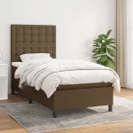 Κρεβάτι Boxspring με Στρώμα Σκούρο Καφέ 90x200 εκ. Υφασμάτινο Καφέ 3142068