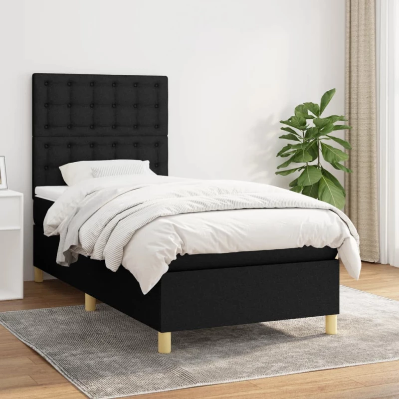 Κρεβάτι Boxspring με Στρώμα Μαύρο 80 x 200 εκ. Υφασμάτινο Μαύρο 3142611