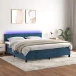 Κρεβάτι Boxspring με Στρώμα & LED Σκ. Μπλε 160x200εκ. Βελούδινο Μπλε 3134415