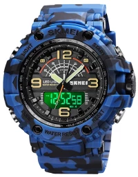 Ψηφιακό/αναλογικό ρολόι χειρός – Skmei - 1617 - Army Blue 216177_blue_camo