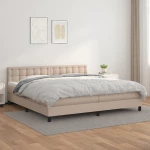 Κρεβάτι Boxspring με Στρώμα Καπουτσίνο 200x200εκ.από Συνθ.Δέρμα Καφέ 3141148