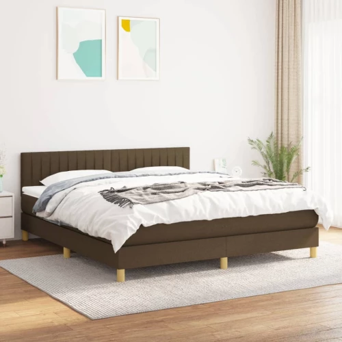Κρεβάτι Boxspring με Στρώμα Σκούρο Καφέ 180x200 εκ Υφασμάτινο Καφέ 3140796