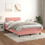 Κρεβάτι Boxspring με Στρώμα Ροζ 120x200 εκ. Βελούδινο Ροζ 3141478