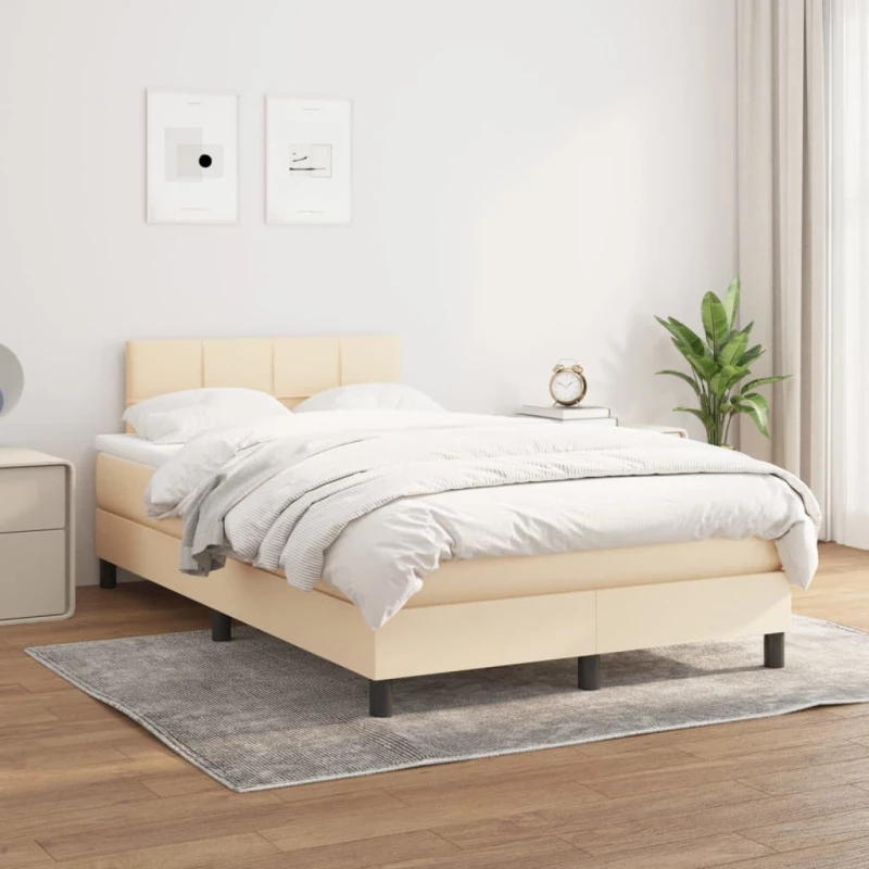 Κρεβάτι Boxspring με Στρώμα Κρεμ 120x200 εκ. Υφασμάτινο Κρεμ 3140046