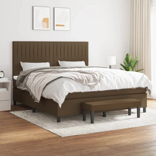 Κρεβάτι Boxspring με Στρώμα Σκούρο Καφέ 180x200 εκ Υφασμάτινο Καφέ 3136776