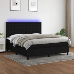 Κρεβάτι Boxspring με Στρώμα & LED Μαύρο 160x200 εκ. Υφασμάτινο Μαύρο 3135207