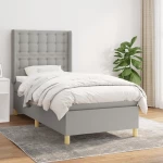 Κρεβάτι Boxspring με Στρώμα Ανοιχτό Γκρι 100x200 εκ. Υφασμάτινο Γκρι 3132289