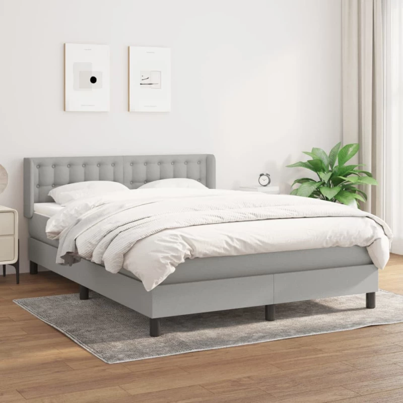 Κρεβάτι Boxspring με Στρώμα Ανοιχτό Γκρι 140x200 εκ. Υφασμάτινο Γκρι 3130033