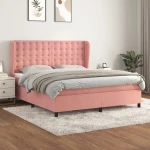 Κρεβάτι Boxspring με Στρώμα Ροζ 180x200 εκ. Βελούδινο Ροζ 3129470
