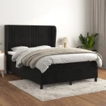 Κρεβάτι Boxspring με Στρώμα Μαύρο 140x200 εκ. Βελούδινο Μαύρο 3129335