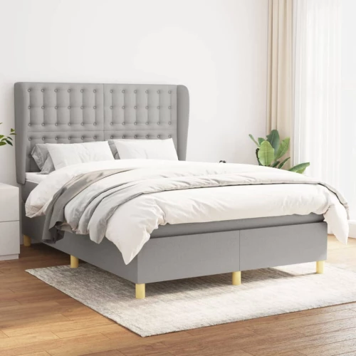 Κρεβάτι Boxspring με Στρώμα Ανοιχτό Γκρι 140x190 εκ. Υφασμάτινο Γκρι 3128837