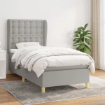 Κρεβάτι Boxspring με Στρώμα Ανοιχτό Γκρι 90x200 εκ. Υφασμάτινο Γκρι 3128813