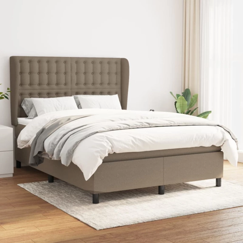 Κρεβάτι Boxspring με Στρώμα Taupe 140x190 εκ. Υφασμάτινο μπεζ-γκρι 3128281