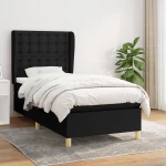 Κρεβάτι Boxspring με Στρώμα Μαύρο 90x200 εκ. Υφασμάτινο Μαύρο 3128815
