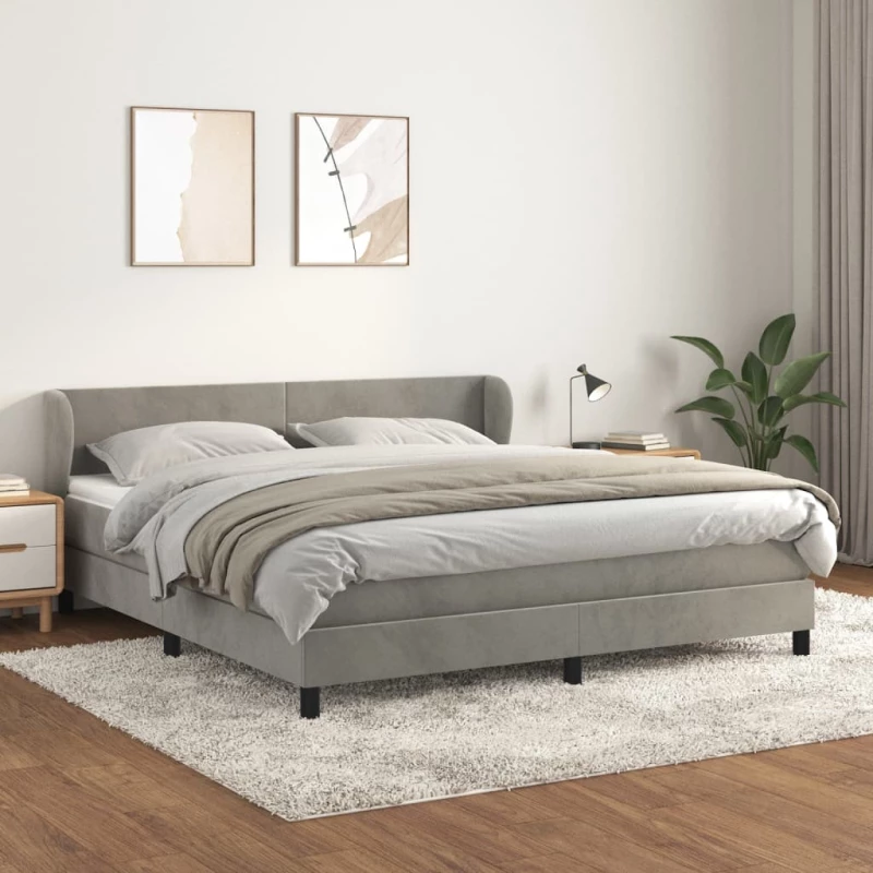 Κρεβάτι Boxspring με Στρώμα Ανοιχτό Γκρι 180x200 εκ. Βελούδινο Γκρι 3127385