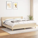 Κρεβάτι Boxspring με Στρώμα Κρεμ 200x200 εκ. Υφασμάτινο Κρεμ 3126994