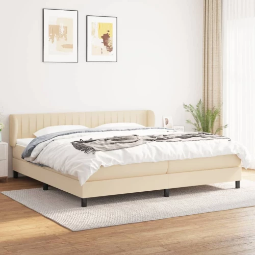 Κρεβάτι Boxspring με Στρώμα Κρεμ 200x200 εκ. Υφασμάτινο Κρεμ 3126434