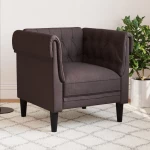 Πολυθρόνα Chesterfield Σκούρο Καφέ Υφασμάτινη Καφέ 372541
