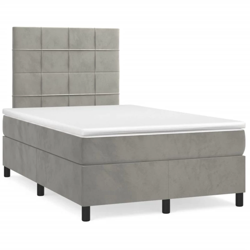 Κρεβάτι Boxspring με Στρώμα & LED Αν.Γκρι 120x190εκ. Βελούδινο Γκρι 3270311