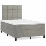 Κρεβάτι Boxspring με Στρώμα & LED Αν.Γκρι 120x190εκ. Βελούδινο Γκρι 3270311