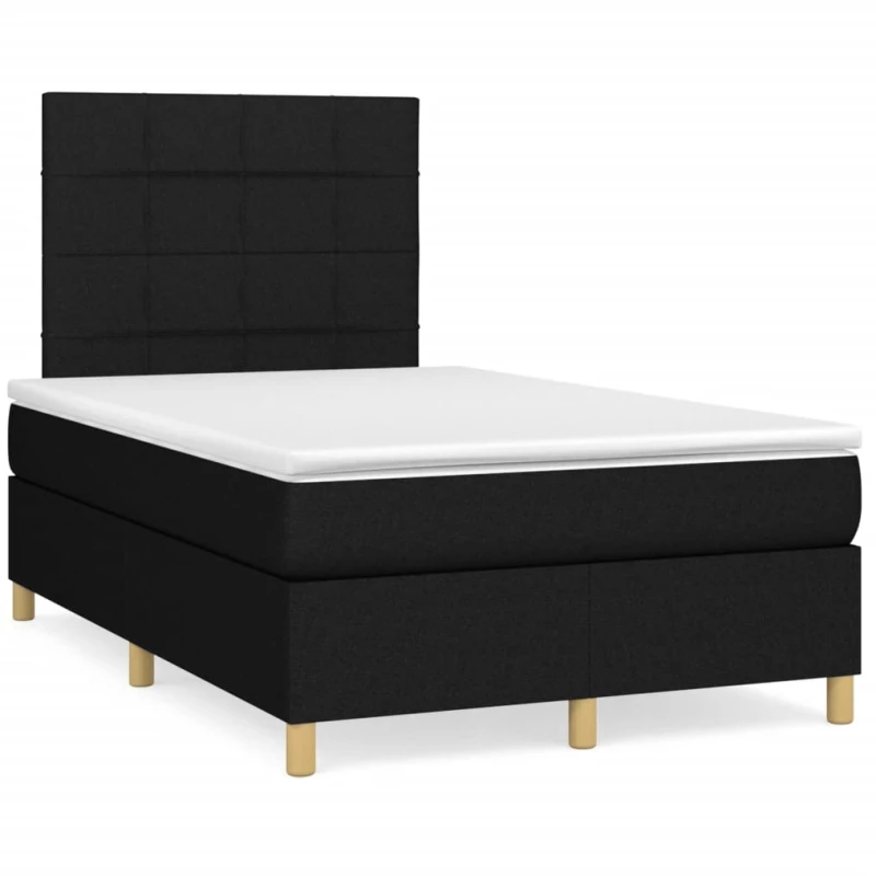 Κρεβάτι Boxspring με Στρώμα & LED Μαύρο 120x190 εκ. Υφασμάτινο Μαύρο 3270248