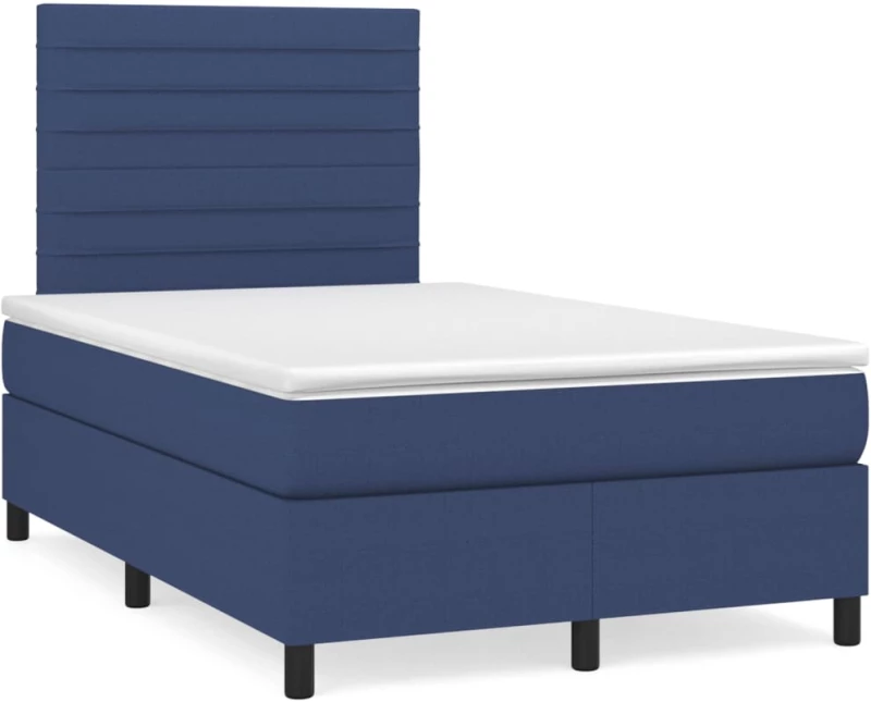 Κρεβάτι Boxspring με Στρώμα & LED Μπλε 120x190εκ. Υφασμάτινο Μπλε 3270210