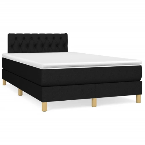 Κρεβάτι Boxspring με Στρώμα & LED Μαύρο 120x190 εκ. Υφασμάτινο Μαύρο 3270111