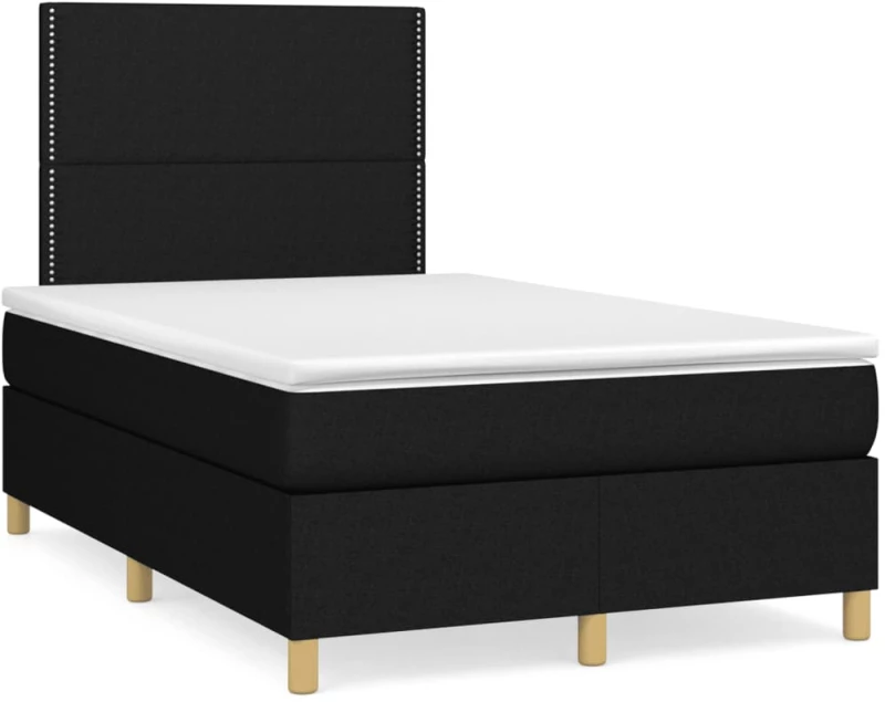 Κρεβάτι Boxspring με Στρώμα & LED Μαύρο 120x190 εκ. Υφασμάτινο Μαύρο 3270241