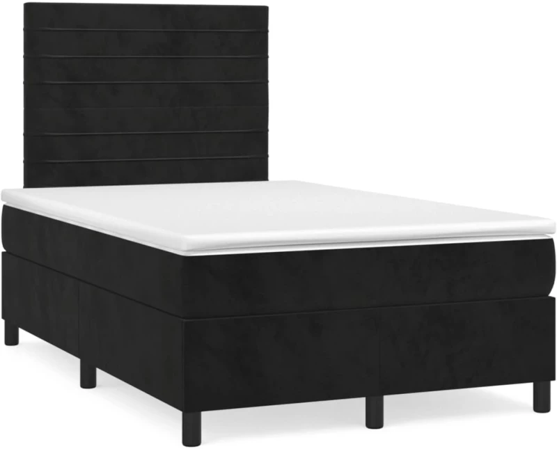 Κρεβάτι Boxspring με Στρώμα & LED Μαύρο 120x190 εκ. Βελούδινο Μαύρο 3270319