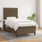 Κρεβάτι Boxspring με Στρώμα Σκούρο Καφέ 90x200 εκ. Υφασμάτινο Καφέ 3141988