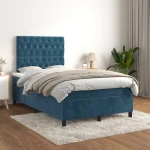 Κρεβάτι Boxspring με Στρώμα Σκούρο Μπλε 120x200 εκ. Βελούδινο Μπλε 3143197