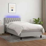 Κρεβάτι Boxspring με Στρώμα & LED Αν.Γκρι 100x200 εκ Υφασμάτινο Γκρι 3133373
