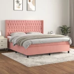 Κρεβάτι Boxspring με Στρώμα Ροζ 180x200 εκ. Βελούδινο Ροζ 3132878