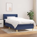 Κρεβάτι Boxspring με Στρώμα Μπλε 100 x 200 εκ. Υφασμάτινο Μπλε 3130495