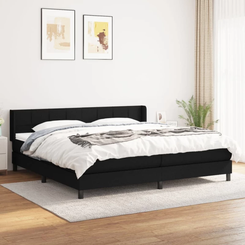 Κρεβάτι Boxspring με Στρώμα Μαύρο 200x200 εκ. Υφασμάτινο Μαύρο 3129739