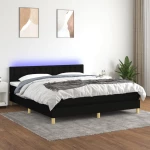 Κρεβάτι Boxspring με Στρώμα & LED Μαύρο 180x200 εκ. Υφασμάτινο Μαύρο 3134055