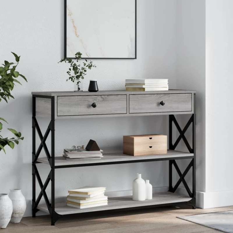 Τραπέζι Κονσόλα Γκρι Sonoma 100x28x75 εκ. Επεξεργασμένο Ξύλο Γκρι 834193