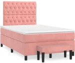 Κρεβάτι Boxspring με Στρώμα Ροζ 120x190 εκ. Βελούδινο Ροζ 3270492