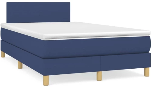 Κρεβάτι Boxspring με Στρώμα & LED Μπλε 120x190εκ. Υφασμάτινο Μπλε 3270080