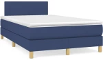 Κρεβάτι Boxspring με Στρώμα & LED Μπλε 120x190εκ. Υφασμάτινο Μπλε 3270080