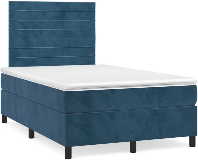 Κρεβάτι Boxspring με Στρώμα Σκούρο Μπλε 120x190 εκ. Βελούδινο Μπλε 3270005