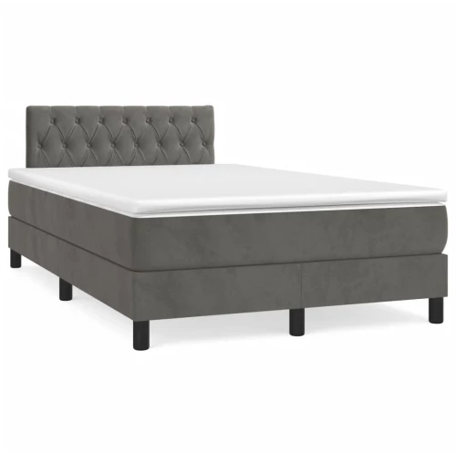 Κρεβάτι Boxspring με Στρώμα Σκούρο Γκρι 120x190 εκ. Βελούδινο Γκρι 3269856