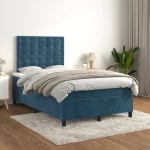 Κρεβάτι Boxspring με Στρώμα Σκούρο Μπλε 120x200 εκ. Βελούδινο Μπλε 3143257