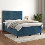 Κρεβάτι Boxspring με Στρώμα Σκούρο Μπλε 140x190 εκ. Βελούδινο Μπλε 3143143