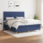Κρεβάτι Boxspring με Στρώμα Μπλε 160x200 εκ. Υφασμάτινο Μπλε 3142671