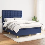Κρεβάτι Boxspring με Στρώμα Μπλε 140x190 εκ. Υφασμάτινο Μπλε 3142655