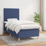 Κρεβάτι Boxspring με Στρώμα Μπλε 90x190 εκ.Υφασμάτινο Μπλε 3142143