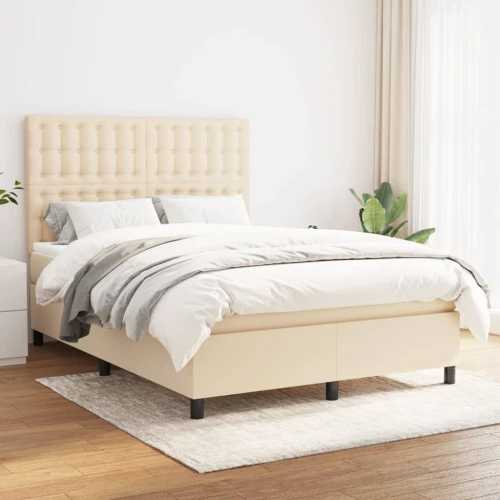 Κρεβάτι Boxspring με Στρώμα Κρεμ 140x200 εκ. Υφασμάτινο Κρεμ 3142102
