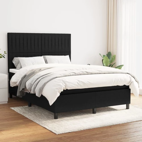 Κρεβάτι Boxspring με Στρώμα Μαύρο 140x200 εκ. Υφασμάτινο Μαύρο 3141939