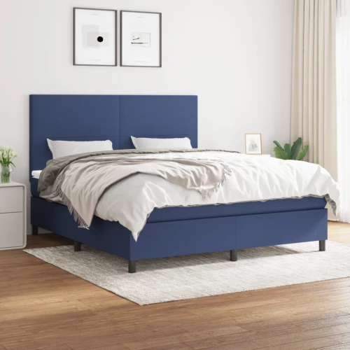Κρεβάτι Boxspring με Στρώμα Μπλε 180x200 εκ. Υφασμάτινο Μπλε 3141639
